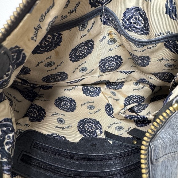 Lucky Brand Navy Blue Leather Crossbody Bag Shoulder Purse‎ Studs and Fringe - Picture 10 of 16